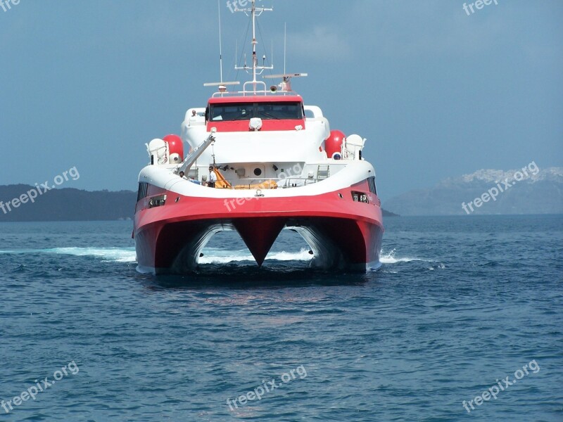 Ferries Santorini Supercat Boat Open Sea