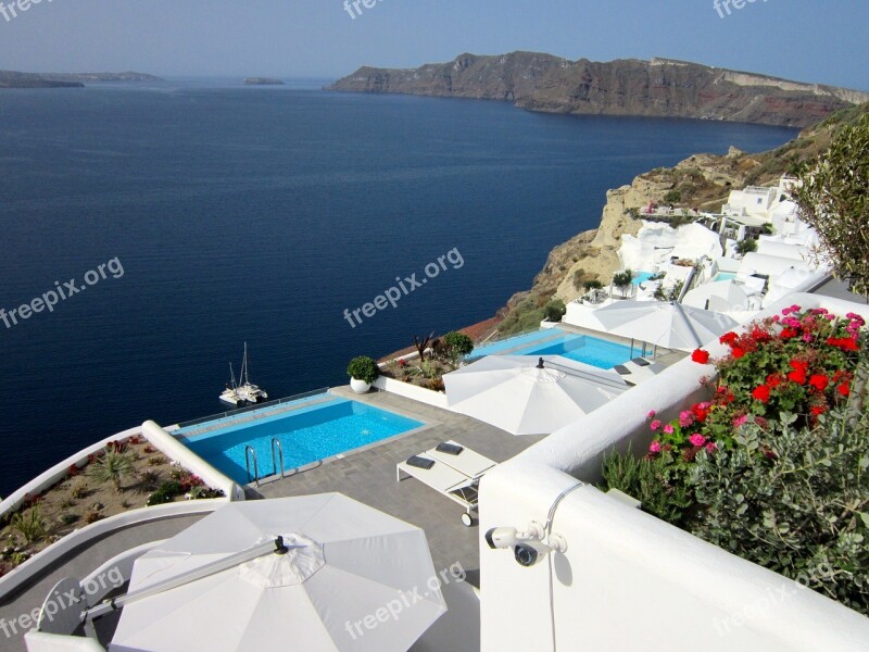 Santorini Greece Isl Island Sea