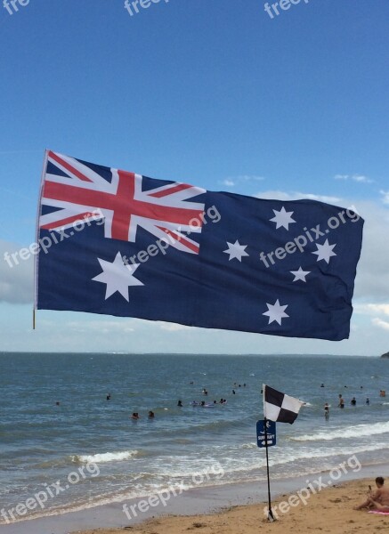 Australia Day Australian Flag Beach Free Photos