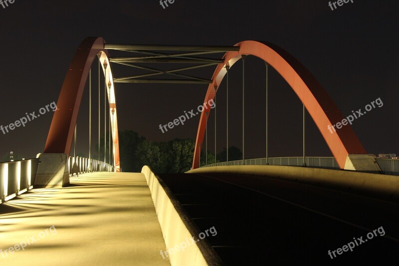 Industrial Area Port Bridge Steel Structure Illuminated