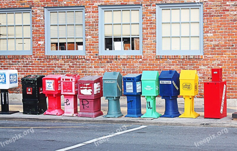 Post Box Usps Streat Outdoors Colorful