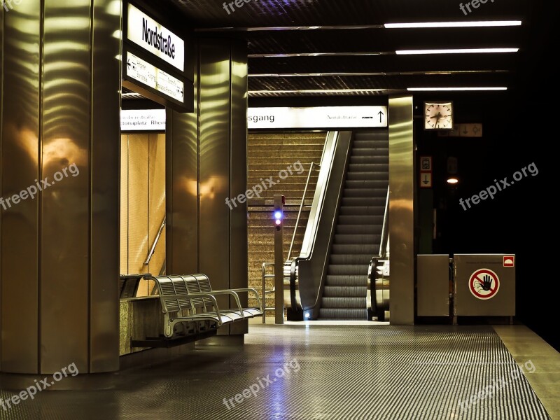 Metro Railway Station Platform Escalator Train