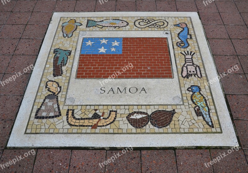 Samoa Team Emblem Flag Rugby Color