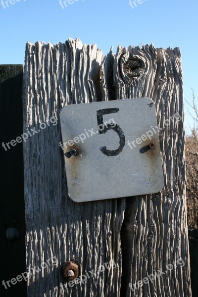 Five 5 Number House Number Sign