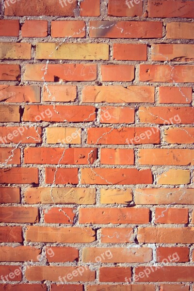 Textures Backgrounds Brick Wall Orange Red