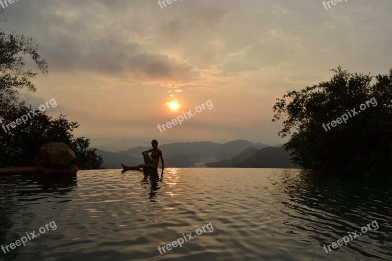 Waterfall Sunset Pool India Goa