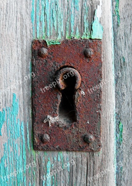 Lock Old Oxide Iron Wood