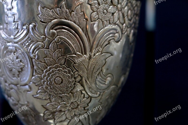 Silver Etched Goblet Engraved Metal