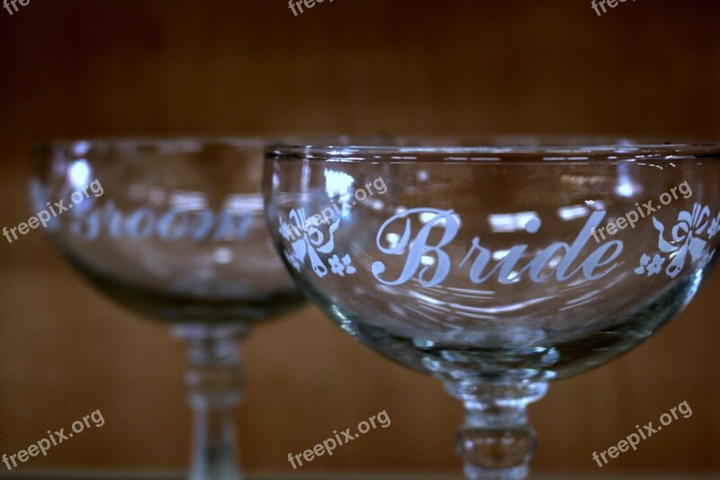 Champagne Glasses Bride Groom Wedding Couple