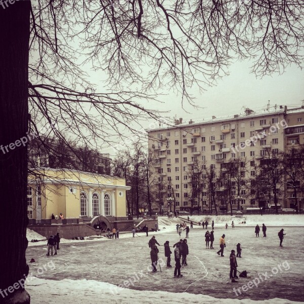 Moscow Patriarch Patriarshie Prudy Winter Russia