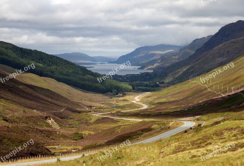 Road Rural Landscape Isle Of Sky Scotland