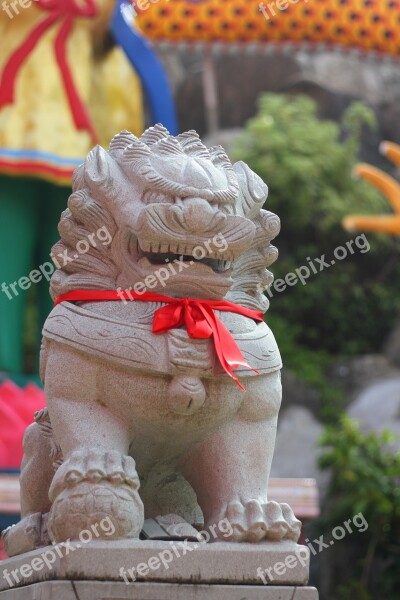 Lion Statue Chinese Asian Guardian