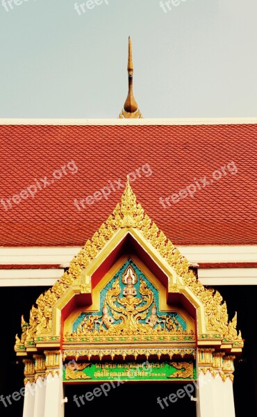 Thailand Bangkok Temple Roof Asia