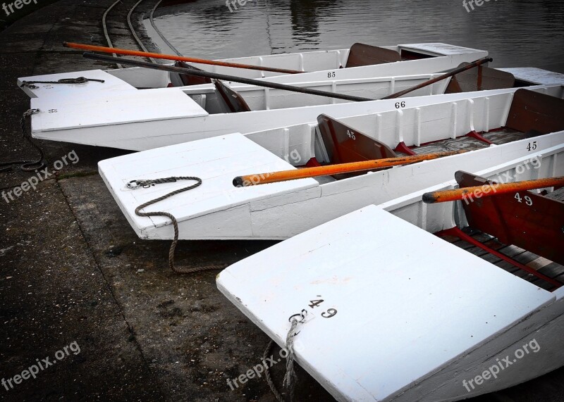 Punts Moored White Outdoor Poles