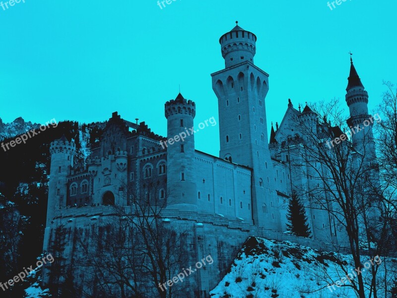 Castle Germany Bavaria Blue Winter