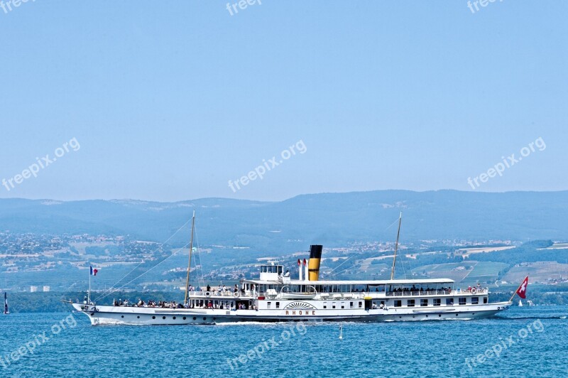 Rhône Paddle Steamer Boat Lake Geneva Lake