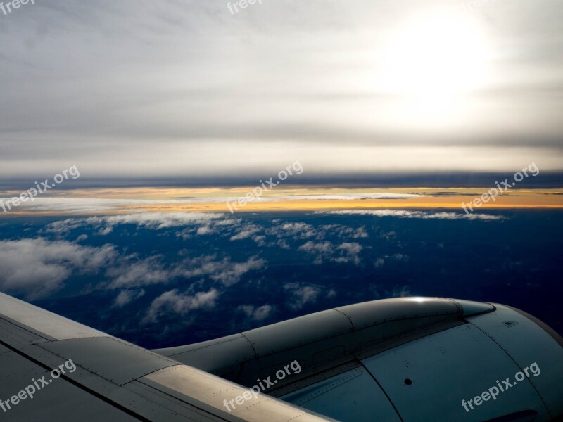 Plane Air Canada Clouds Sunrise Wing