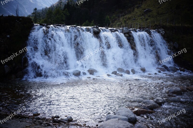 Falls The Scenery Bi Peng Gou China Sichuan