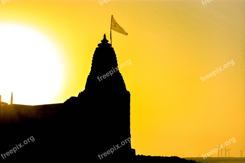 India Temple Temple Flag Flag Sun