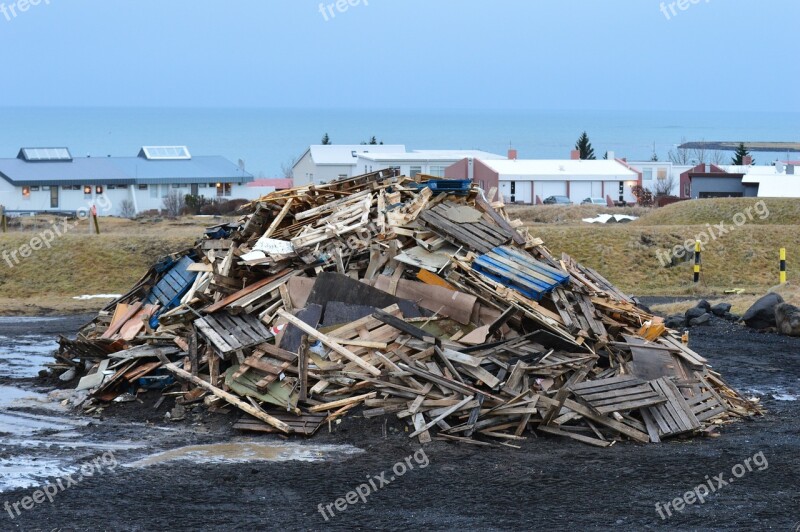 Bonfire Iceland Nature Landscape Water