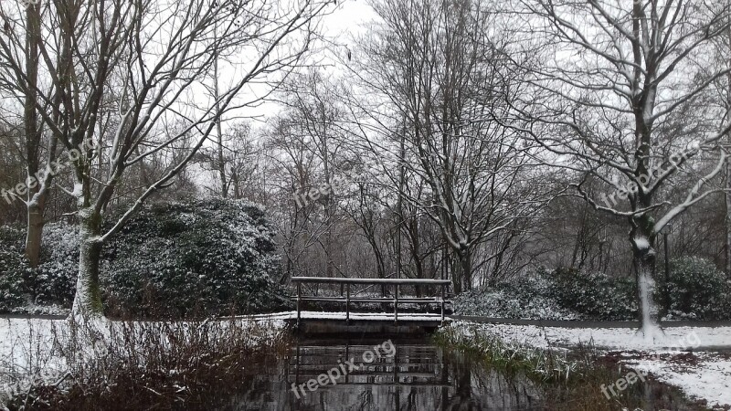 Winter Landscape Snow Bridge Walk In The Park