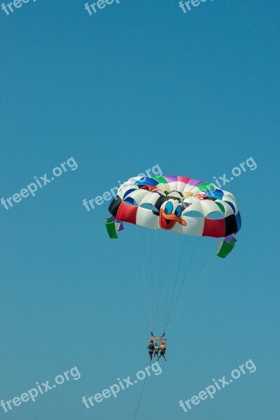 Parasailing Parachute Sky Blue Fly In The Air