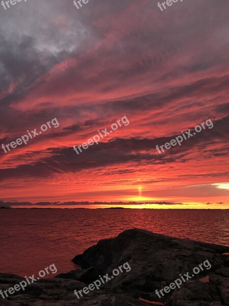 Sunset Clouds The Dramatic Sea Nature