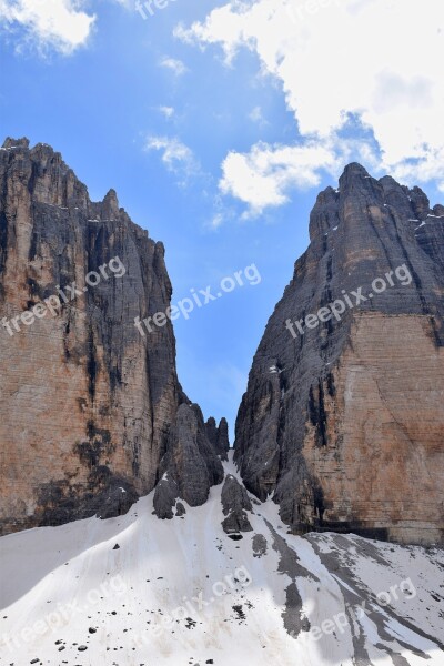 Three Zinnen Dolomites Mountains South Tyrol Hiking