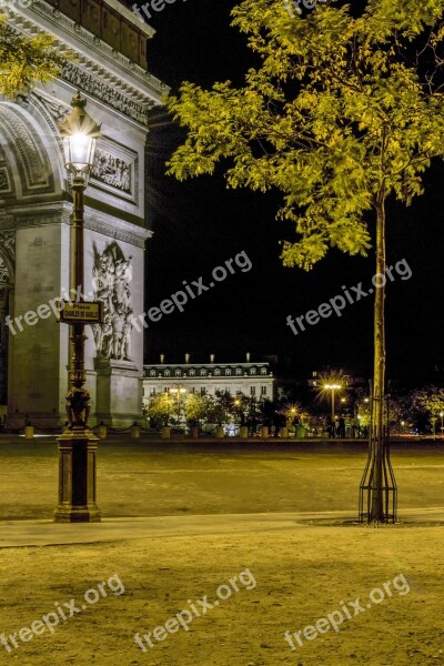 France Paris Triumphal Arch City Night