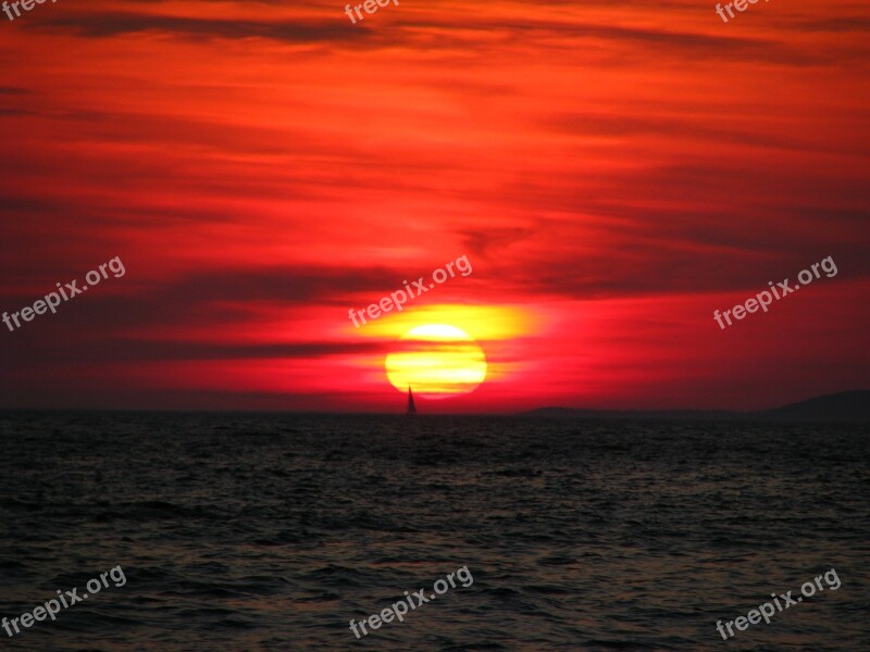 Sea Croatia Sunset At Sea Water