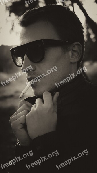 Glasses Cigarette Smoking Smoke Person