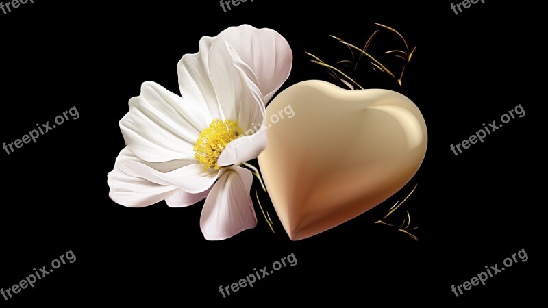 Trauerkarte Golden Heart Mourning Hope Floral Card