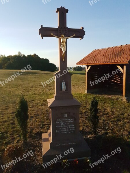 Field Cross Cross Christianity Stone Meadow