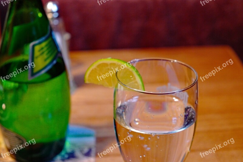 Water Glass Lemon Mineral Water Slice Of Lemon Water