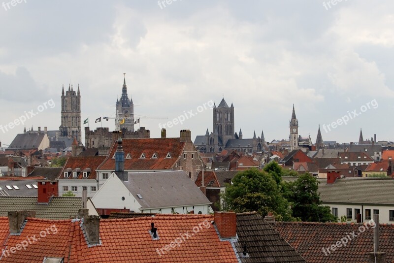 Ghent Cityscape Towers Architecture Belgium