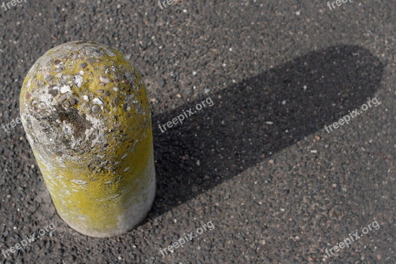 Bollard Concrete Street Lichen Pavement