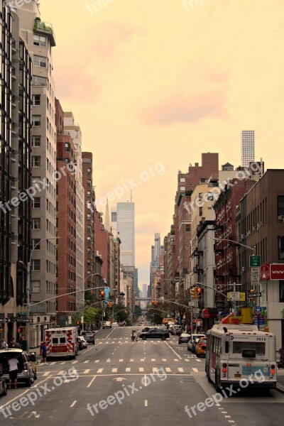 New York America City Traffic Autos