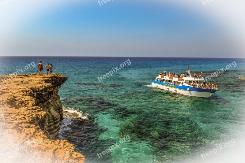 Cyprus Cavo Greko Sea Caves Nature Landscape