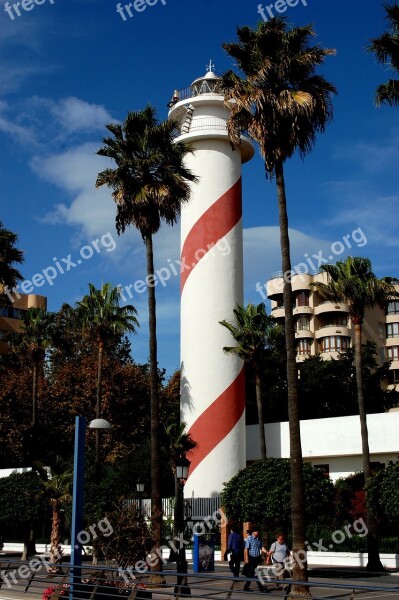 Marbella Lighthouse Spain Andalusia Promenade