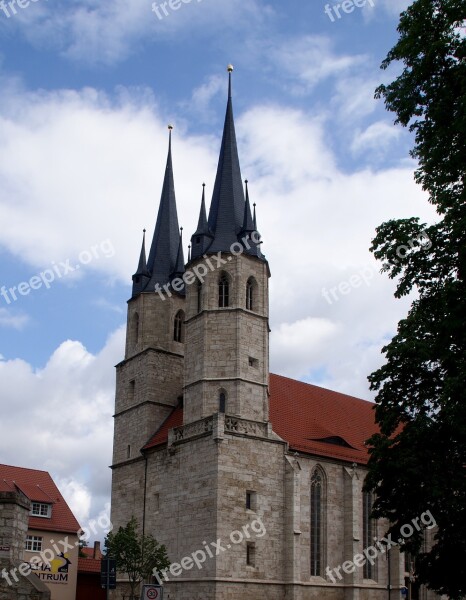 Church Steeples Mulhouse Thuringia Germany Church Spires