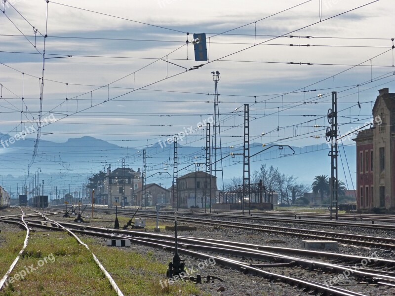 Train Station Landscape Catenary Pathways Melancholy