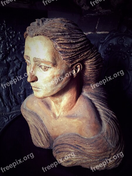 Female Bust Carved Woman Sculpture