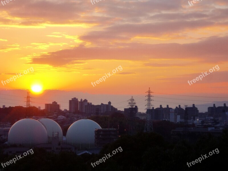 Japan Osaka Sunset At Dusk Cloudy Sky