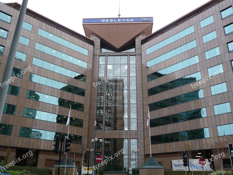 Reflections Modern Building Cityscape Birmingham Urban