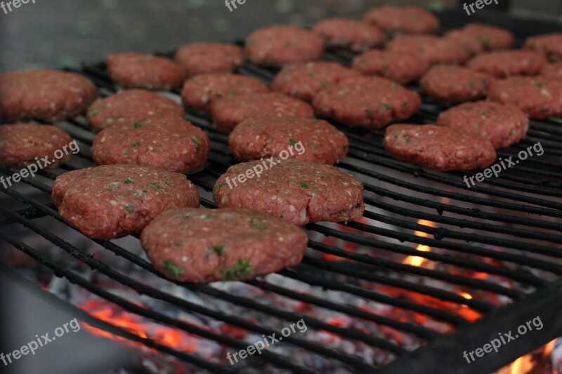 Meat Hamburger Burger Grill Fire