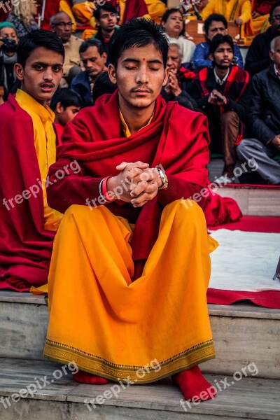 Monk India Rishikesh Religion Prayer