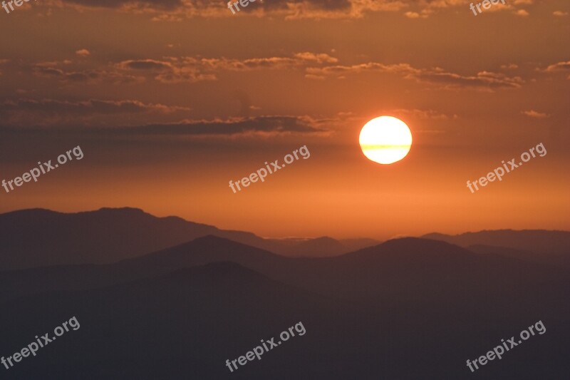 Sunrise Mountains Nature Orange Sky Twilight