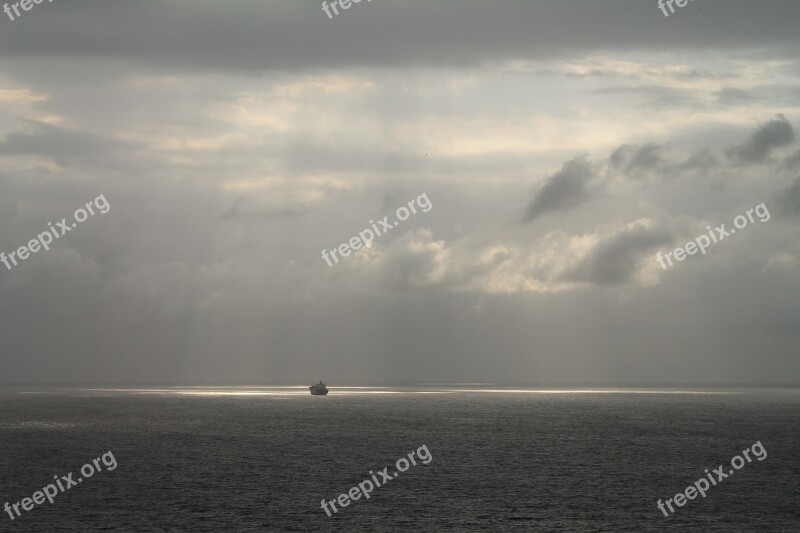 Misty Deep Sea Ocean Sunrise Ship