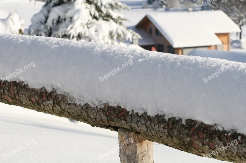 Snow Winter Cold Fence Snow Covered