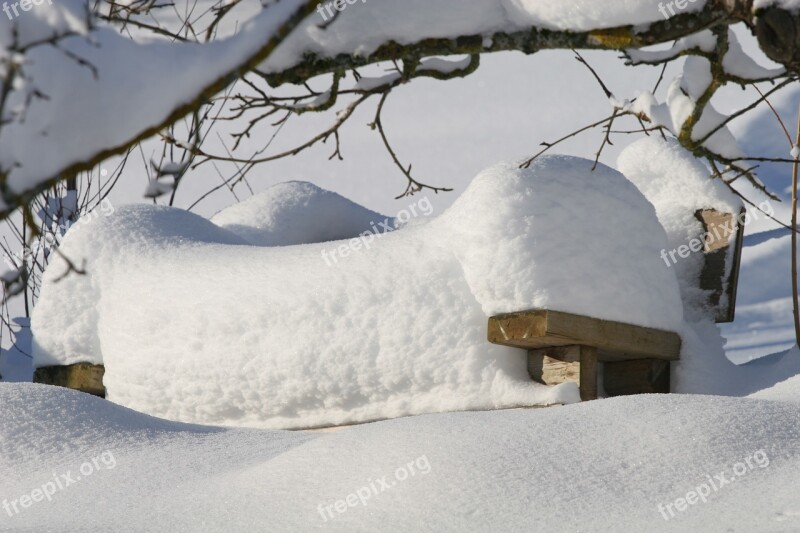 Winter Snow Cold Bench Snowdrift